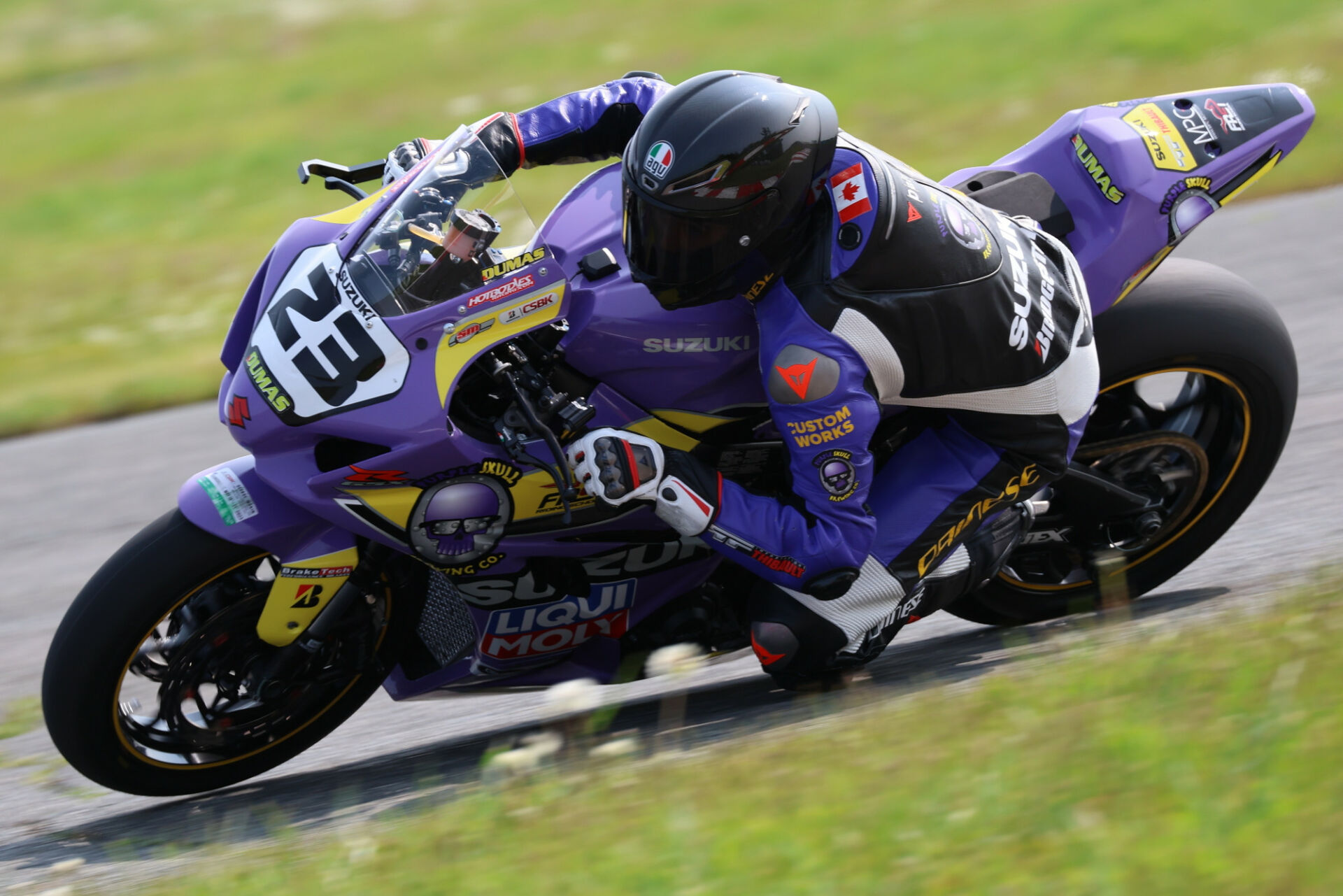 Alex Dumas (23) heads into the Bridgestone CSBK season finale at Shannonville Motorsport Park with a narrow three-point championship lead. Photo by Rob O'Brien, courtesy CSBK.