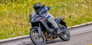 A 2024-model Honda XL750 Transalp at speed. Photo courtesy American Honda.