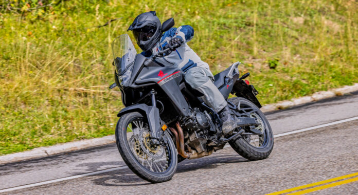 A 2024-model Honda XL750 Transalp at speed. Photo courtesy American Honda.
