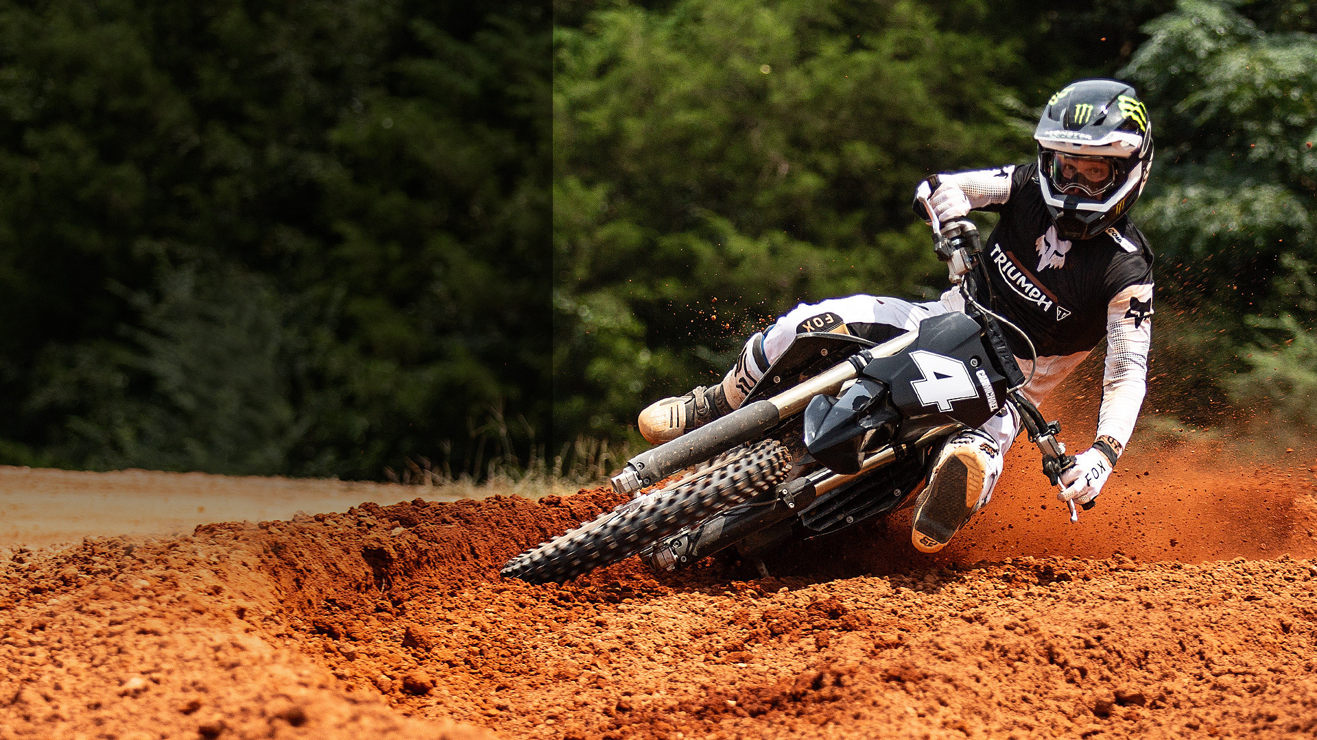 Triumph test rider and ambassador Ricky Carmichael (4) in action on the company's new 250cc motocross bike. Photo courtesy Triumph.