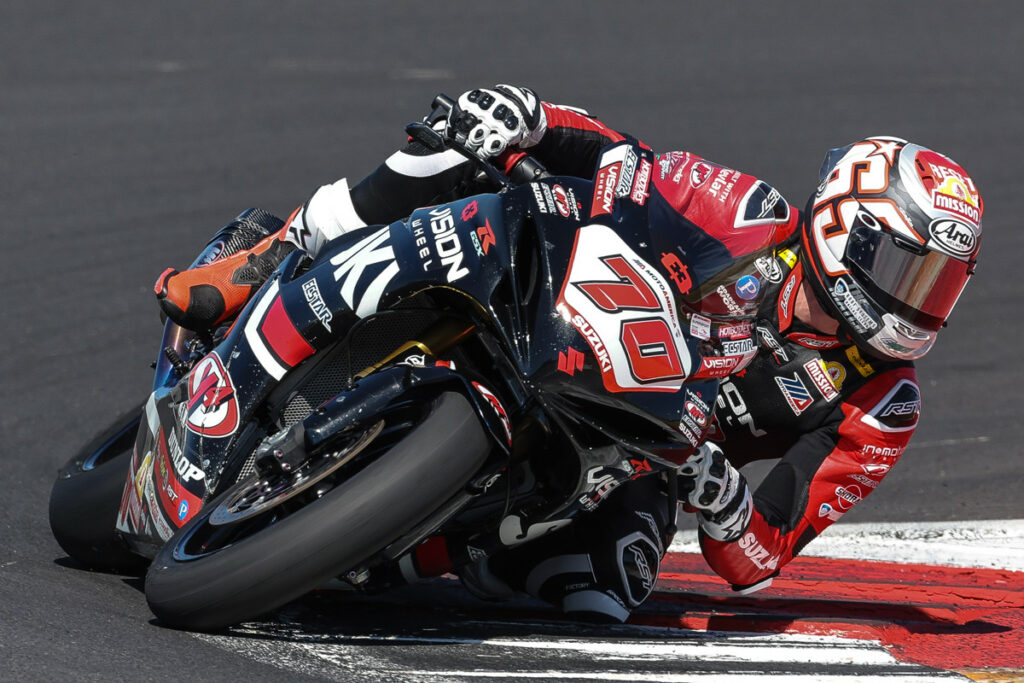 Tyler Scott (70) backs up his podium from Saturday with a victory in Race 2. Photo courtesy Suzuki Motor USA, LLC.