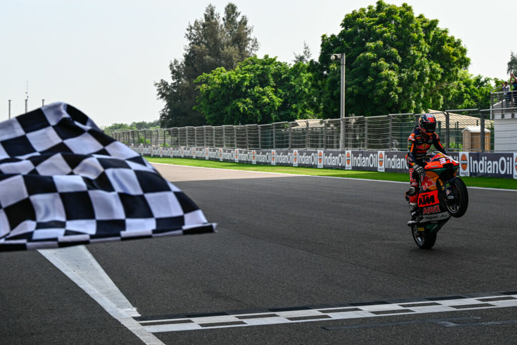 Pedro Acosta (37) won again in Moto2. Photo courtesy Dorna.