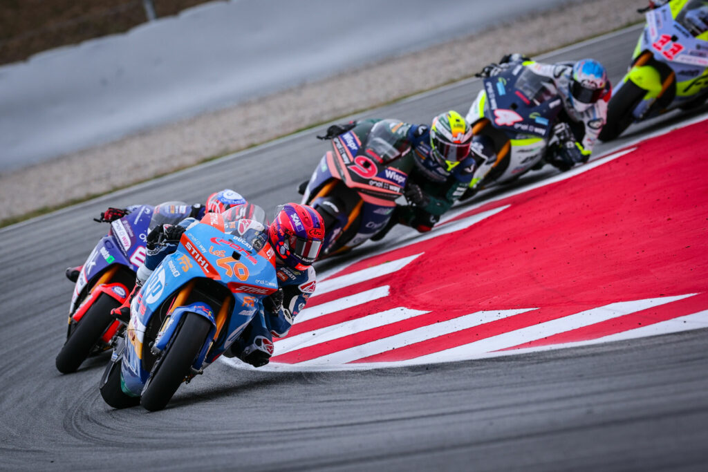 Mattia Casadei (40) won MotoE Race Two at Catalunya. Photo courtesy Dorna.