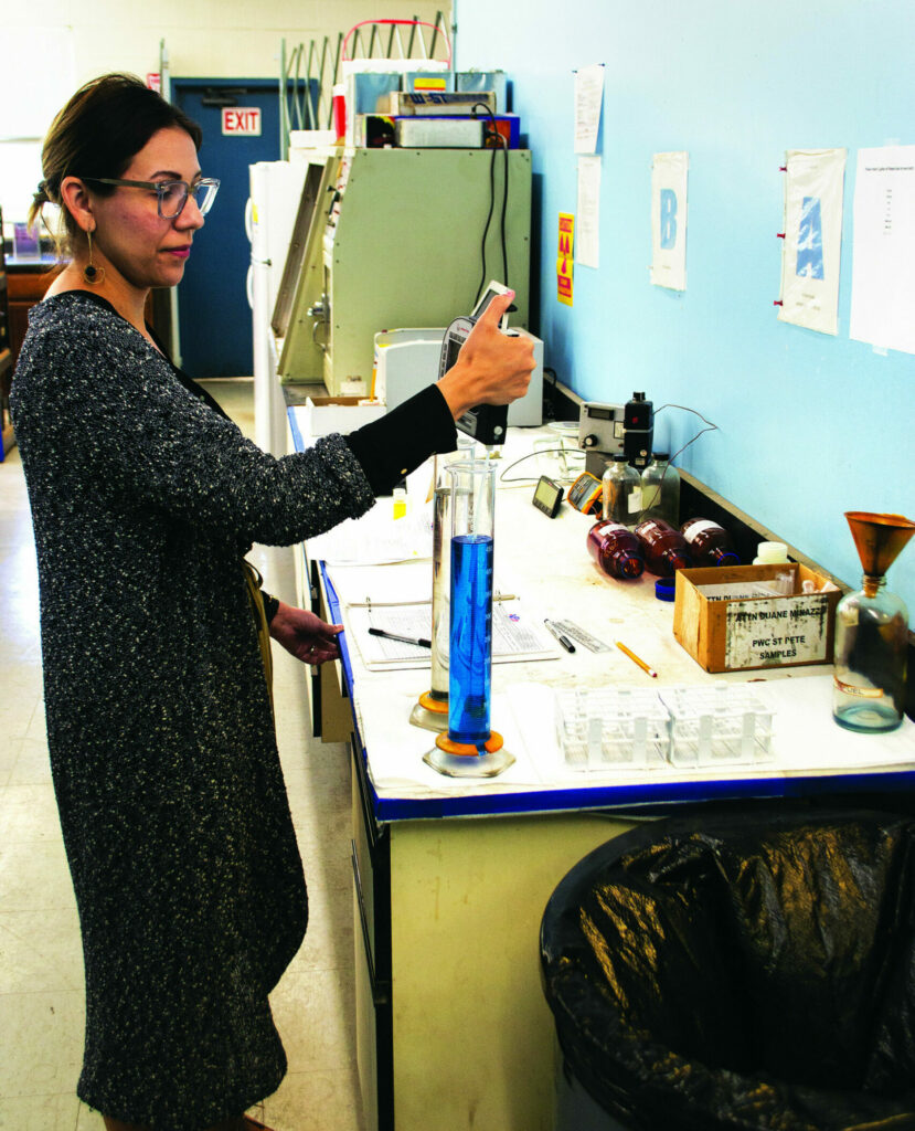 Everything that comes in or goes out of the VP plant is tested in an on-site lab by full-time chemists like Marina Nolin, seen here. Photo by David Swarts.