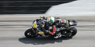 Richie Escalante (54) on the banking at Daytona International Speedway. Photo by Brian J. Nelson.