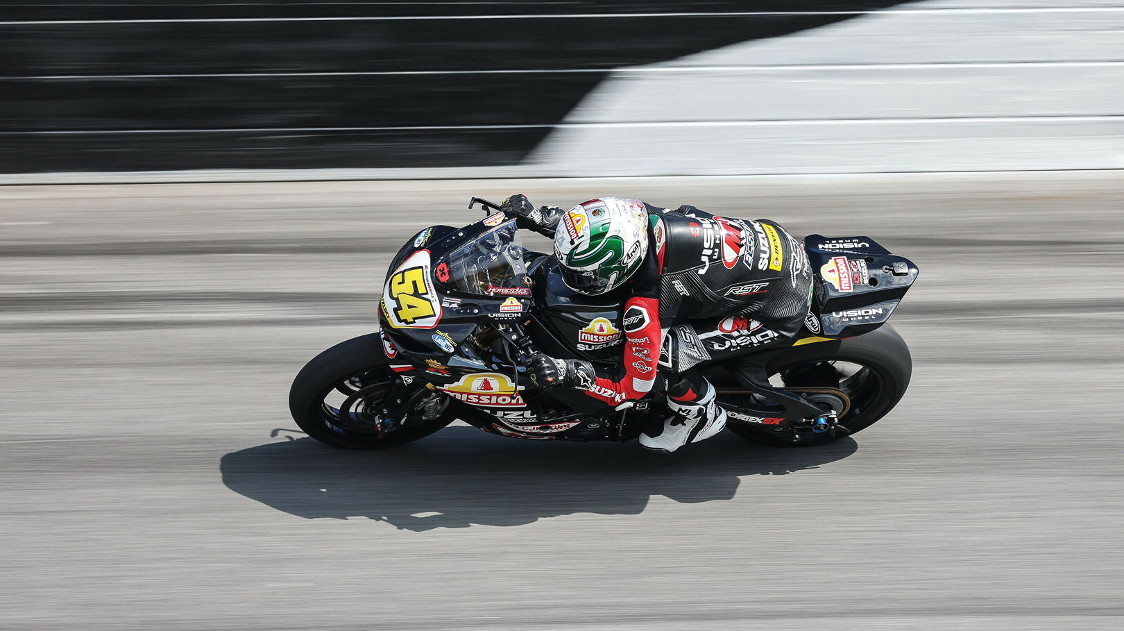 Richie Escalante (54) on the banking at Daytona International Speedway. Photo by Brian J. Nelson.