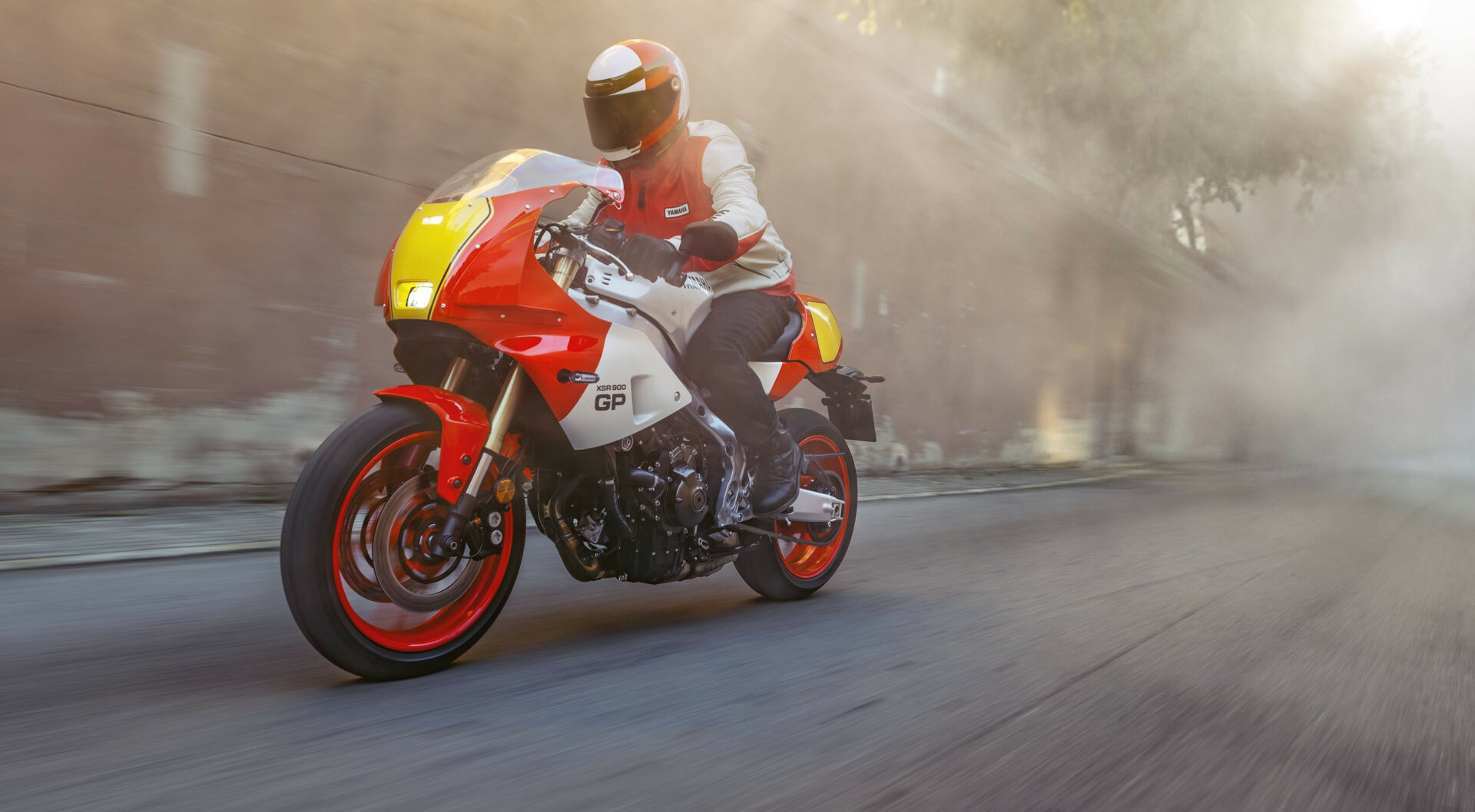 A 2024-model Yamaha XSR900 GP at speed. Photo courtesy Yamaha Motor Europe.