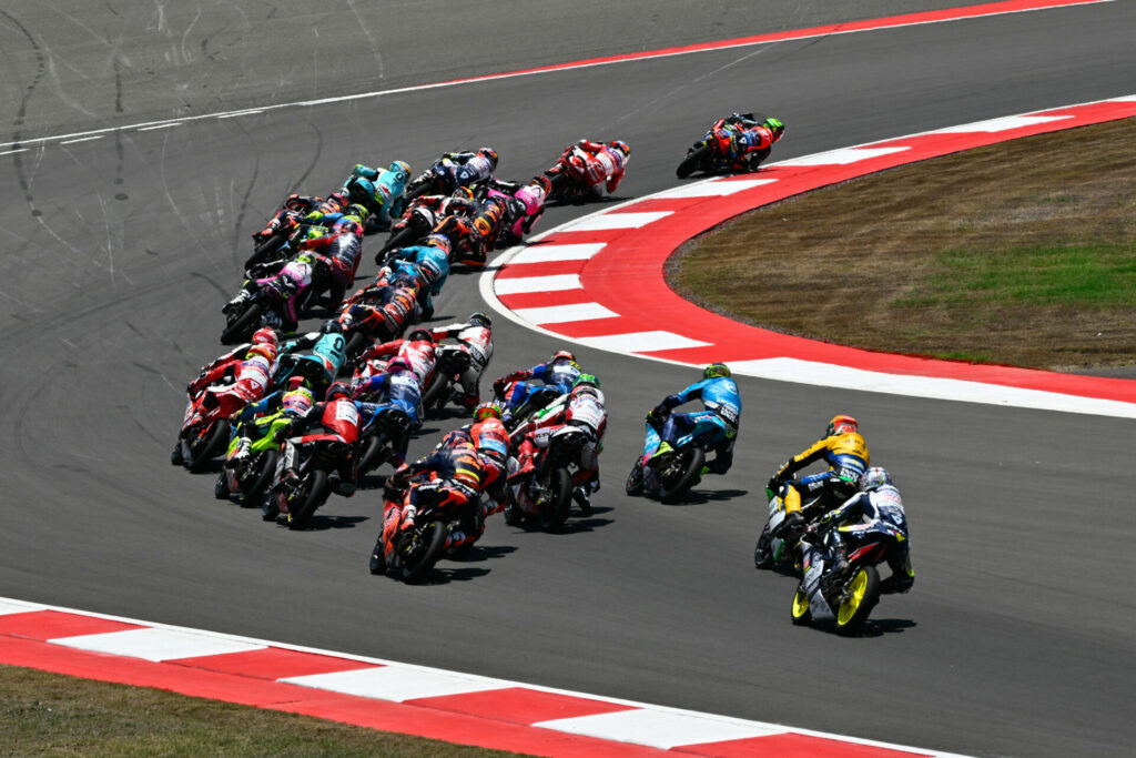 Action from the Moto3 race at Mandalika. Photo courtesy Dorna.