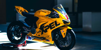 An XPEL-branded Ducati Panigale V2 carrying the number 19 that Ben Spies ran during his Superbike World Championship season. Photo courtesy MotoAmerica.