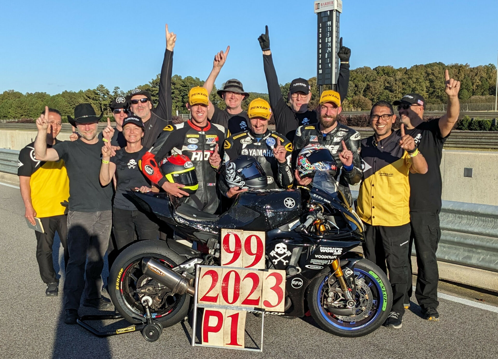 (From Left) Wataru Isaka, YT Lechner, Steve Brunton, Melissa Berkoff, Sam Fleming, Hunter Dunham, Tim Gooding, Josh Hayes, Chris Manfrin, Taylor Knapp, Tony Romo, and Anthony Consorte. AOD team members not pictured because they weren’t at Barber include Cody Wyman, Chris Peris, and Ben Walters. Photo courtesy Army of Darkness.