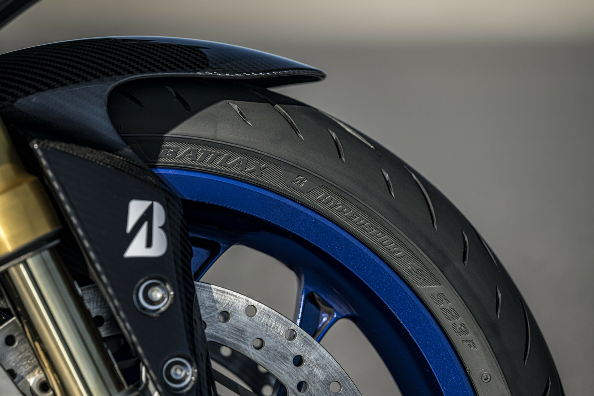 A Bridgestone Battlax Hypersport S23 front tire. Photo courtesy Bridgestone.