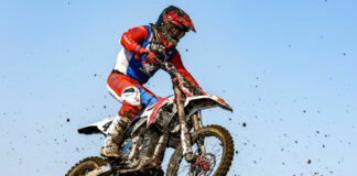 Trey Canard (41) in action on the Honda CR Electric Prototype in Japan. Photo courtesy Honda Racing Corporation (HRC).