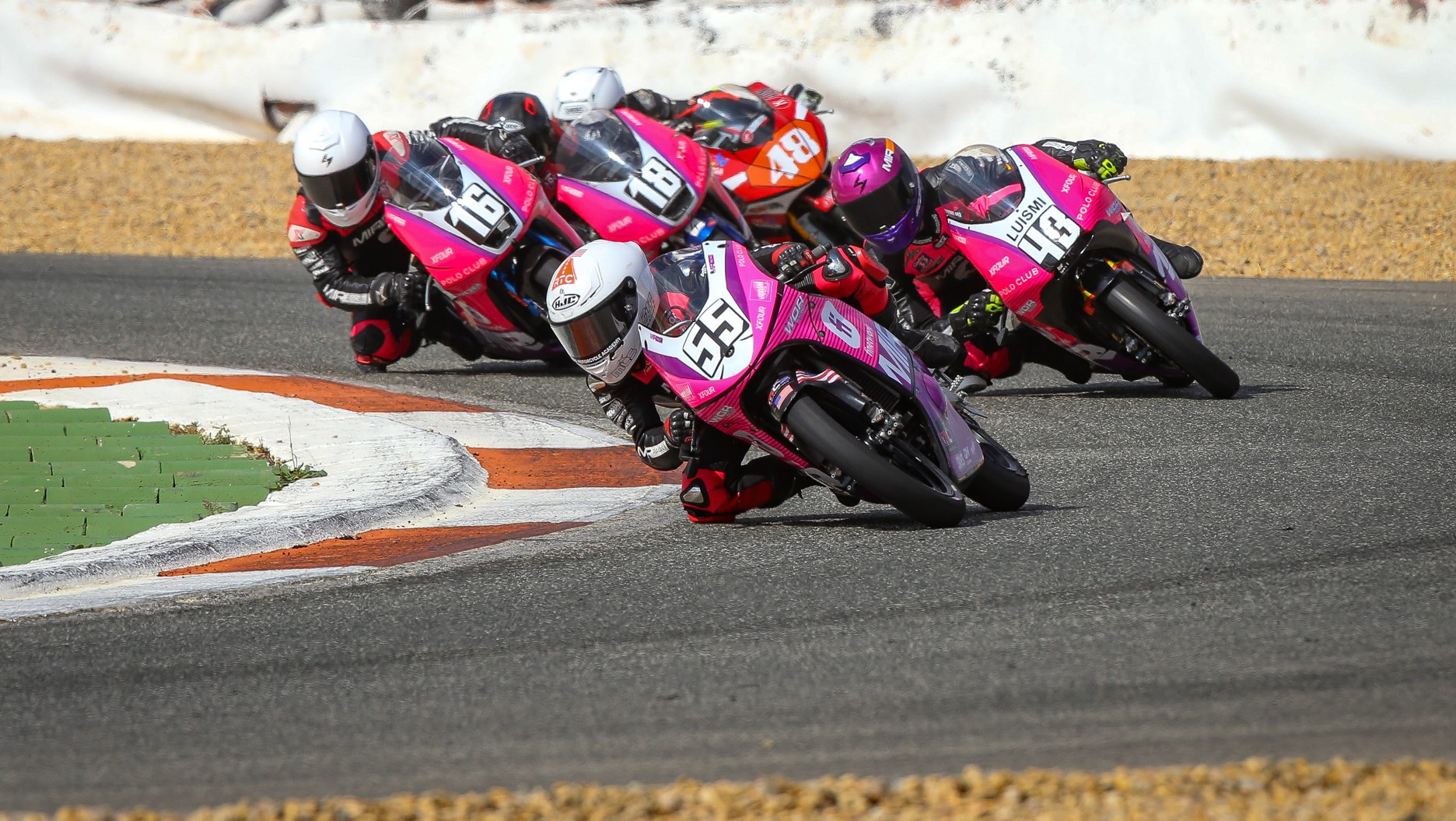 American Mikey Lou Sanchez (55) won two races at Circuit de Cartagena, in Spain. Photo courtesy Sanchez Racing.