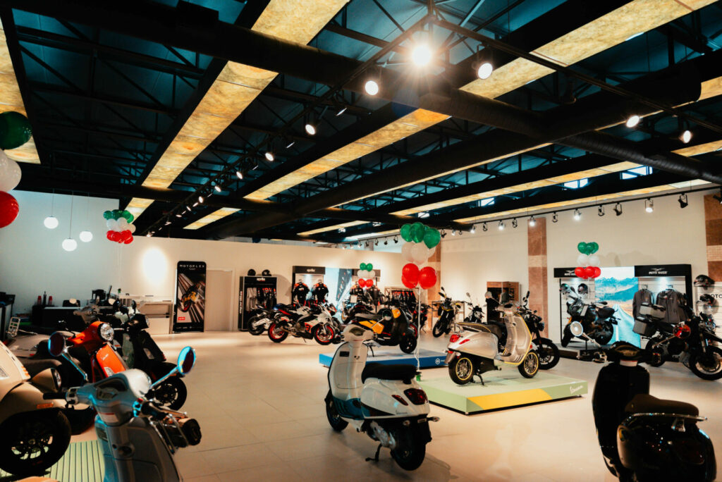 The interior of Motoplex Daytona. Photo courtesy Piaggio Group.The interior of Motoplex Daytona. Photo courtesy Piaggio Group.