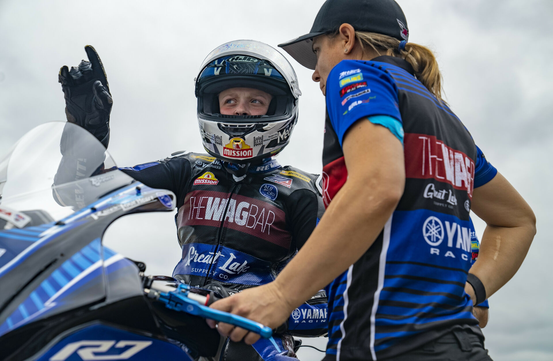 The WagBar MP13 Racing Yamaha Team Owner Melissa Paris (right) and rider Kayla Yaakov (left). Photo by Alyssa Bridges, courtesy The WagBar MP13 Racing.