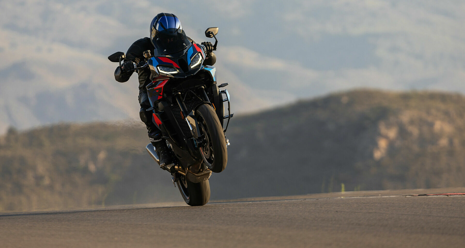 A 2024-model BMW M 1000 XR on the track. Photo courtesy BMW Motorrad.