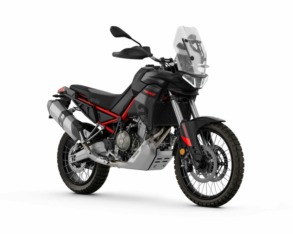 A 2024 Aprilia Tuareg in an Atreides Black color scheme. Photo courtesy Aprilia.