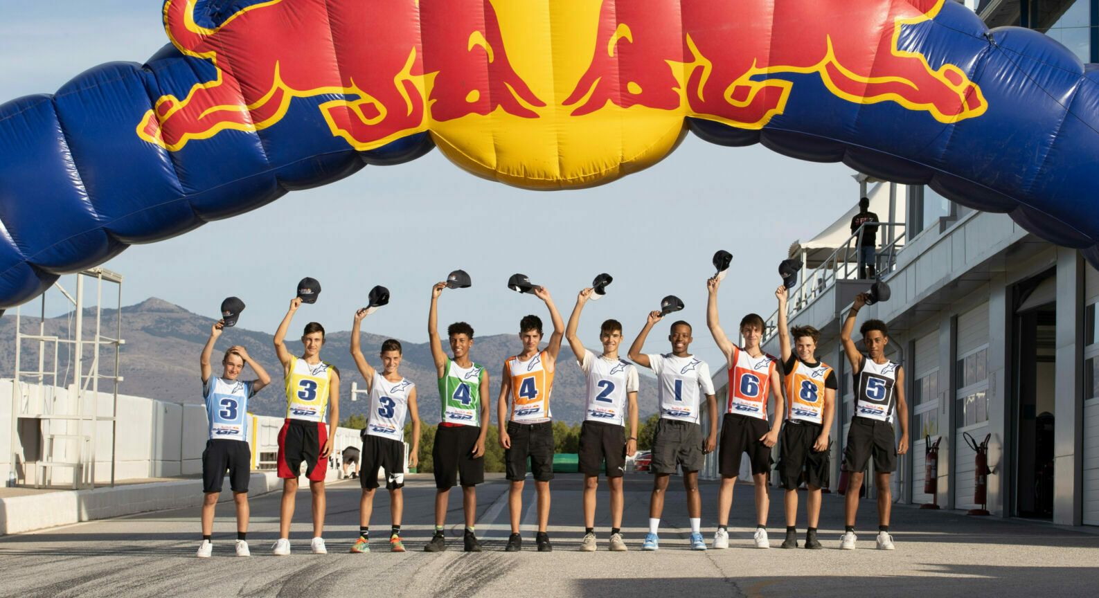 The 10 riders selected to join the 2024 Red Bull MotoGP Rookies Cup with American Kristian Daniel Jr. (5) on the far right. Photo courtesy Red Bull.