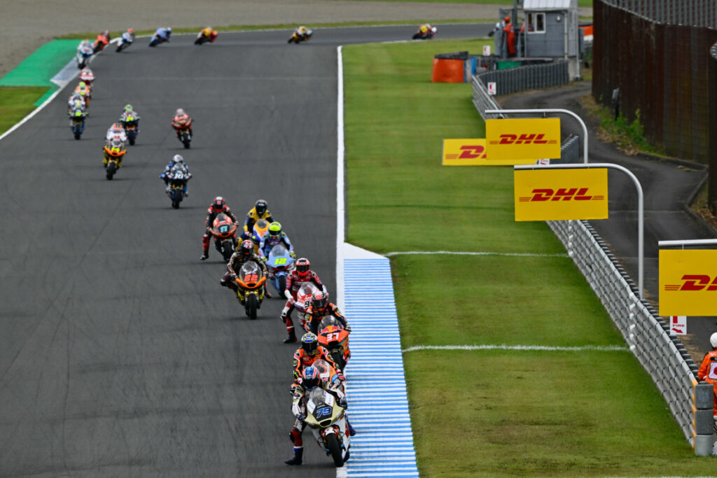 Ai Ogura (79) leading the Moto2 race in Japan. Photo courtesy Dorna.