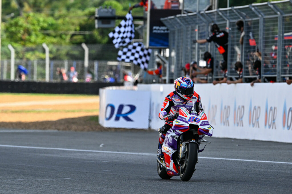 Jorge Martin (89) won Saturday's MotoGP Sprint Race in Thailand. Photo courtesy Dorna.