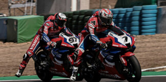 Iker Lecuona (7) and Xavi Vierge (97) have extended their contracts with Honda for two more WorldSBK seasons. Photo courtesy Honda.