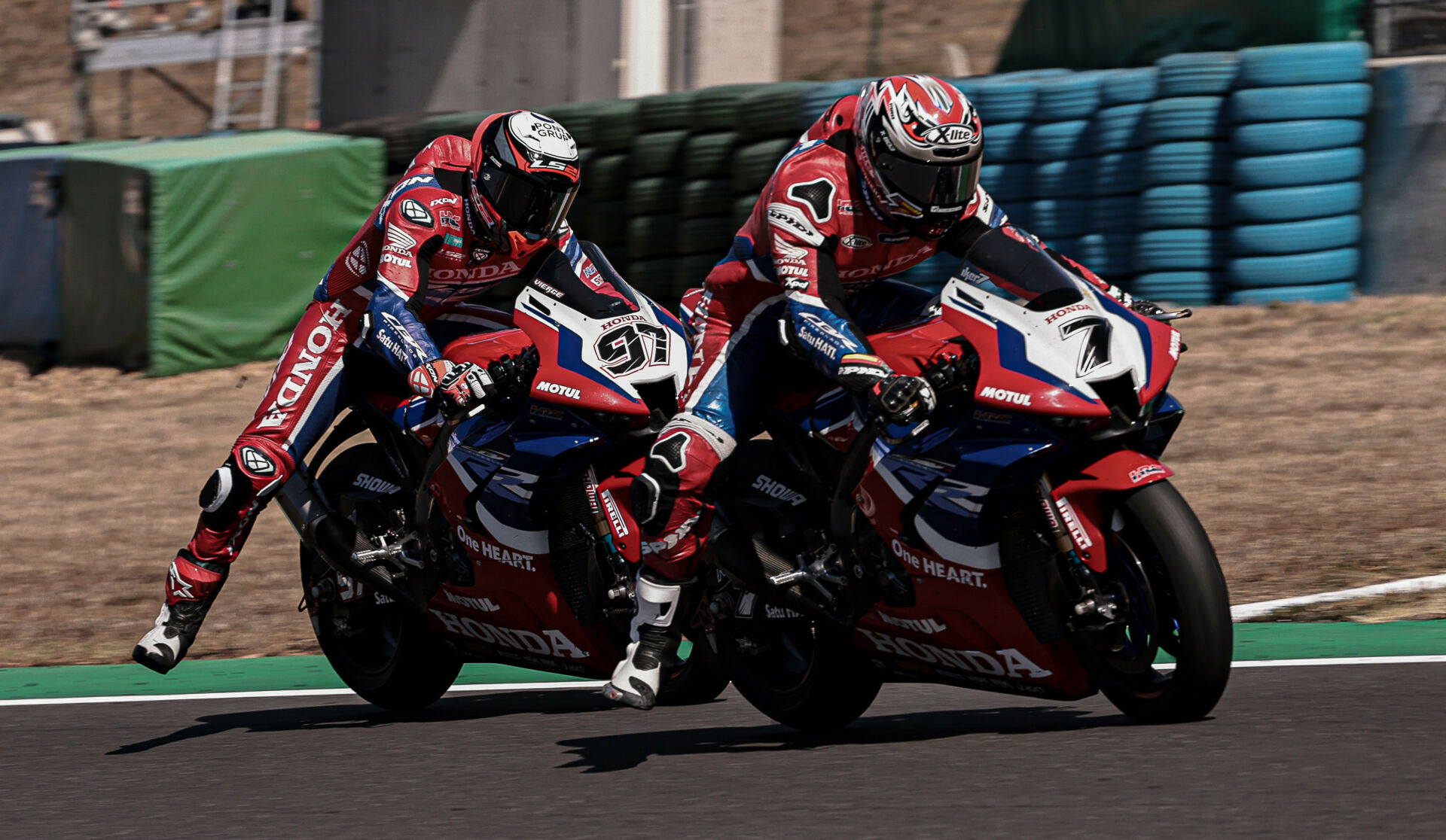 Iker Lecuona (7) and Xavi Vierge (97) have extended their contracts with Honda for two more WorldSBK seasons. Photo courtesy Honda.