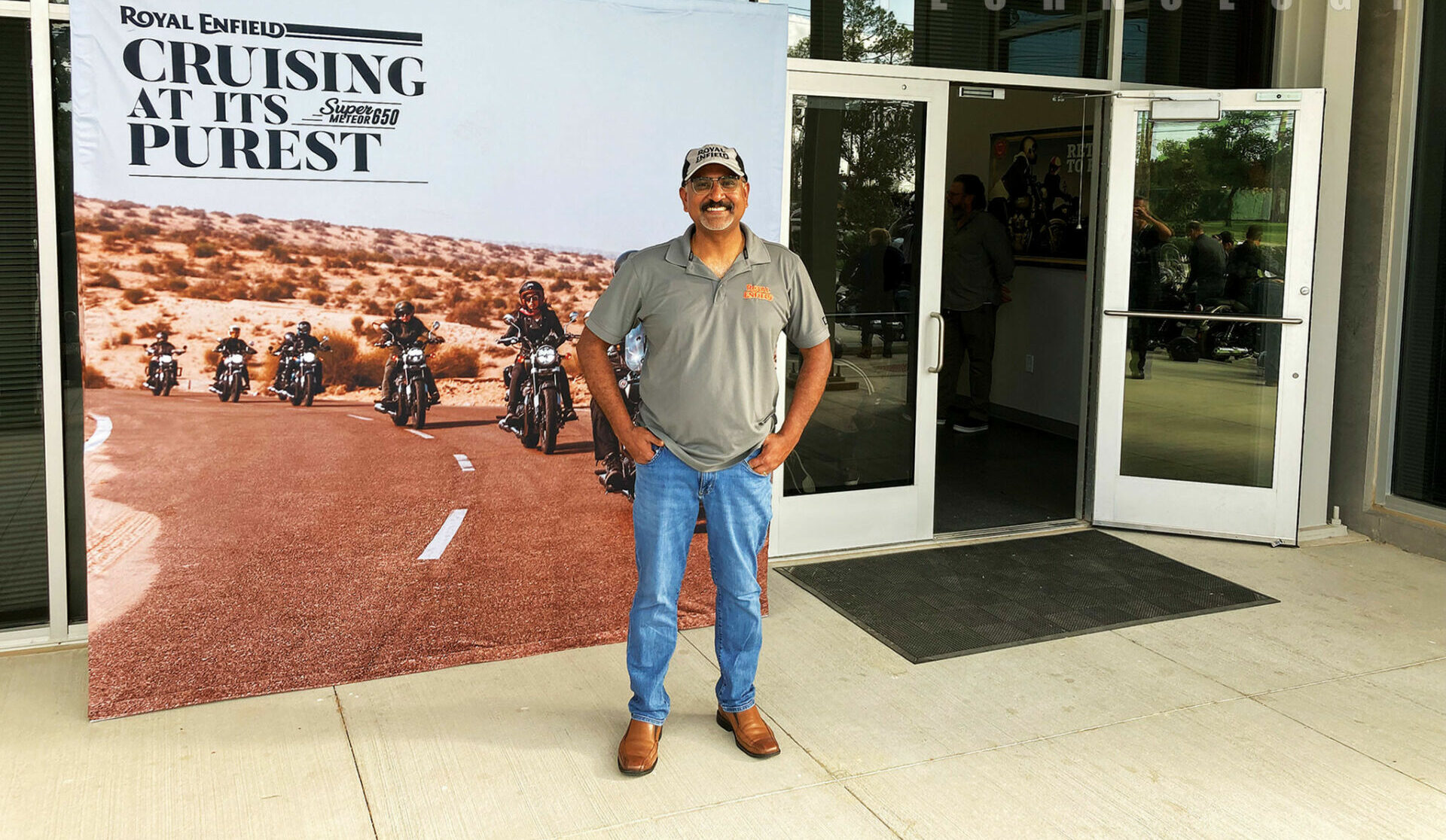 Krishnan Ramaswamy, Royal Enfield President and Business Head, Americas Region, outside the company's new tech training center, located in Bedford, Texas. 