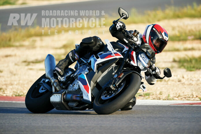 A solid twin-spar chassis, active suspension and advanced electronic riding aids make the BMW M 1000 R fun. A comfortable riding position means less fatigue, which means more time on the track. Photo by caliphotography.com.  