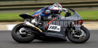 Racing Editor Chris Ulrich on the 2024 Kramer GP2-890RR, the latest version of the Kramer-built, track-only bike branded as a KTM RC 8C and first sold by KTM dealers starting in 2021. The GP2-890RR is sold through selected Kramer dealers as well as direct from Kramer USA. Photo by Skwid Motorsports Media.