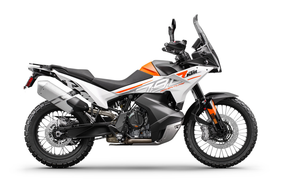 A 2024 KTM 790 Adventure at rest. Photo courtesy KTM.