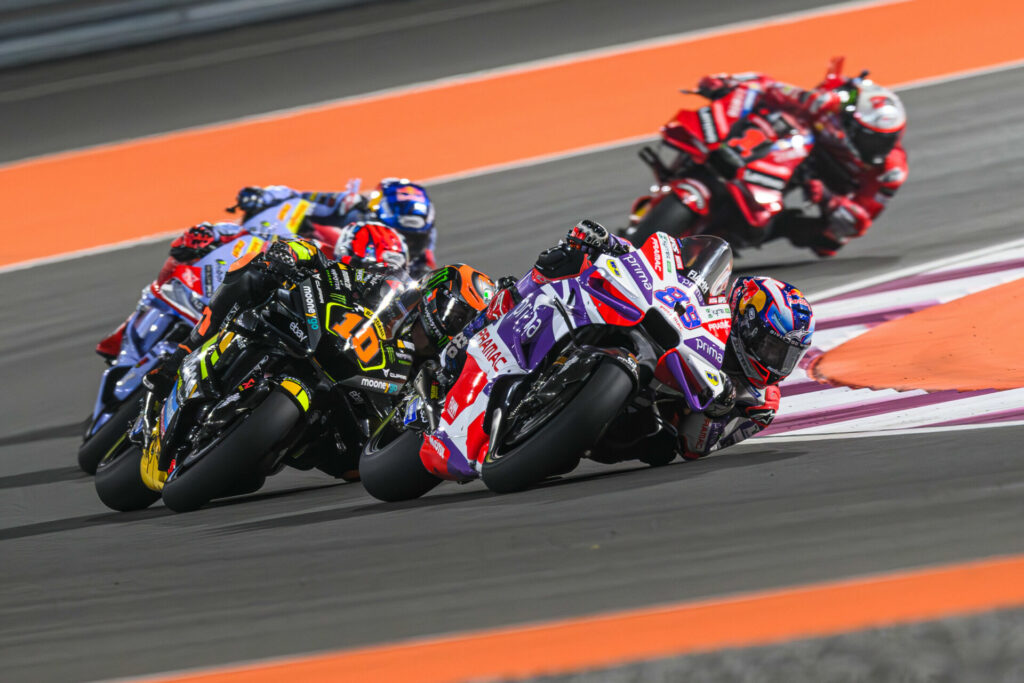 Jorge Martin (89) won the MotoGP Sprint Race Saturday at Lusail International Circuit, while Francesco Bagnaia (1) placed fifth. Photo by Kohei Hirota.