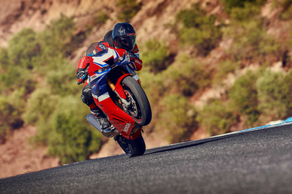 A 2024 Honda CBR1000RR-R Fireblade SP at speed. Photo courtesy Honda Motor Europe.