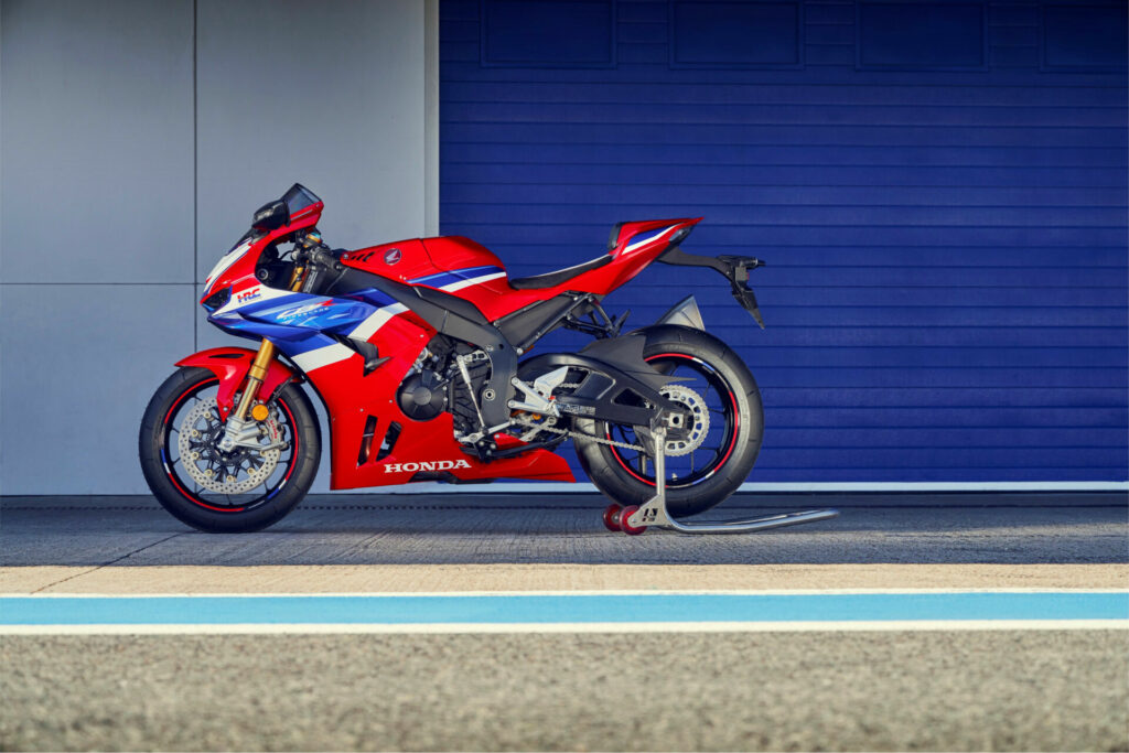 The left side of a 2024 Honda CBR1000RR-R Fireblade SP. Photo courtesy Honda Motor Europe.