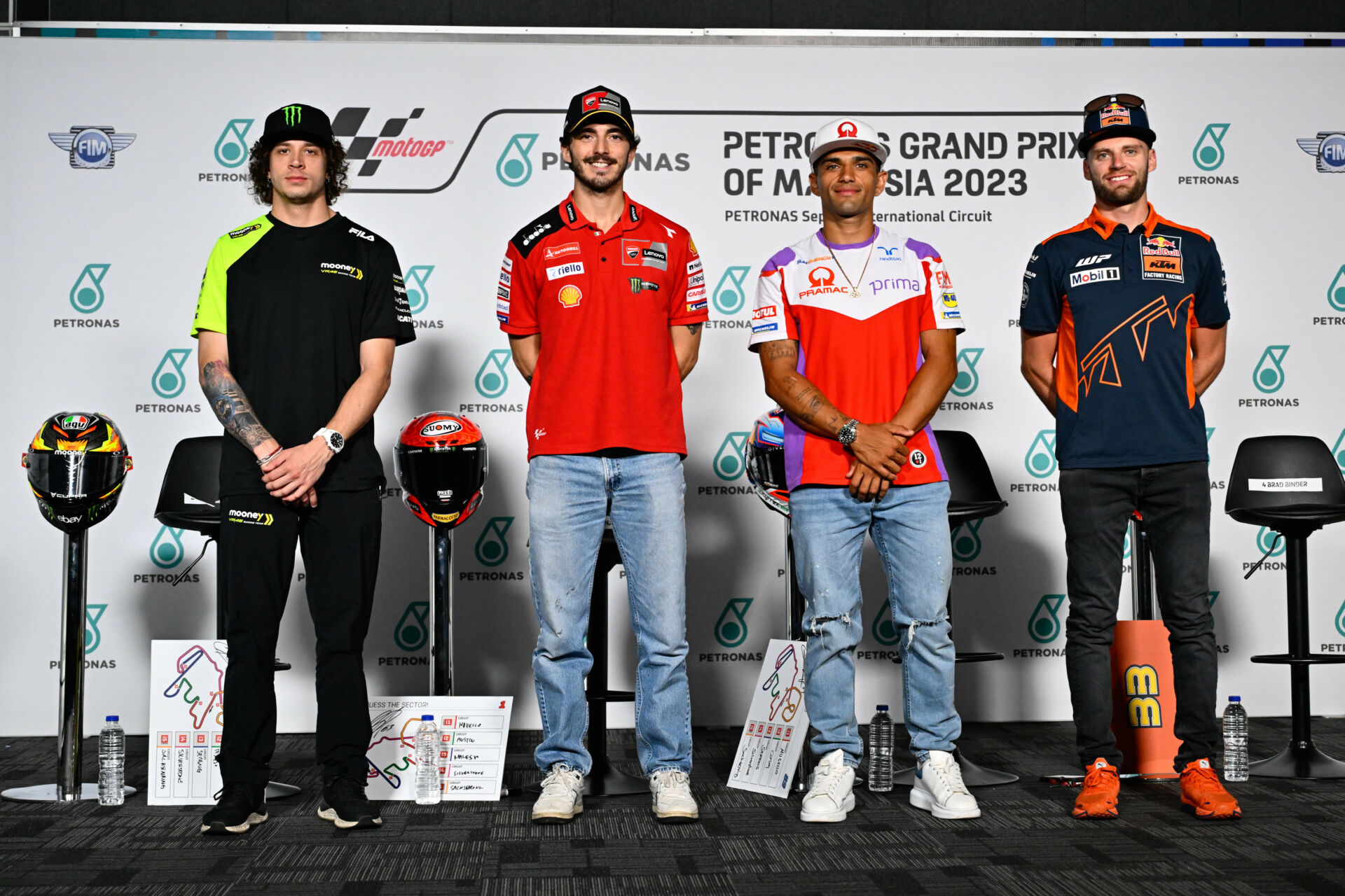 (From left) Marco Bezzecchi, Francesco Bagnaia, Jorge Martin, and Brad Binder. Photo courtesy Dorna.