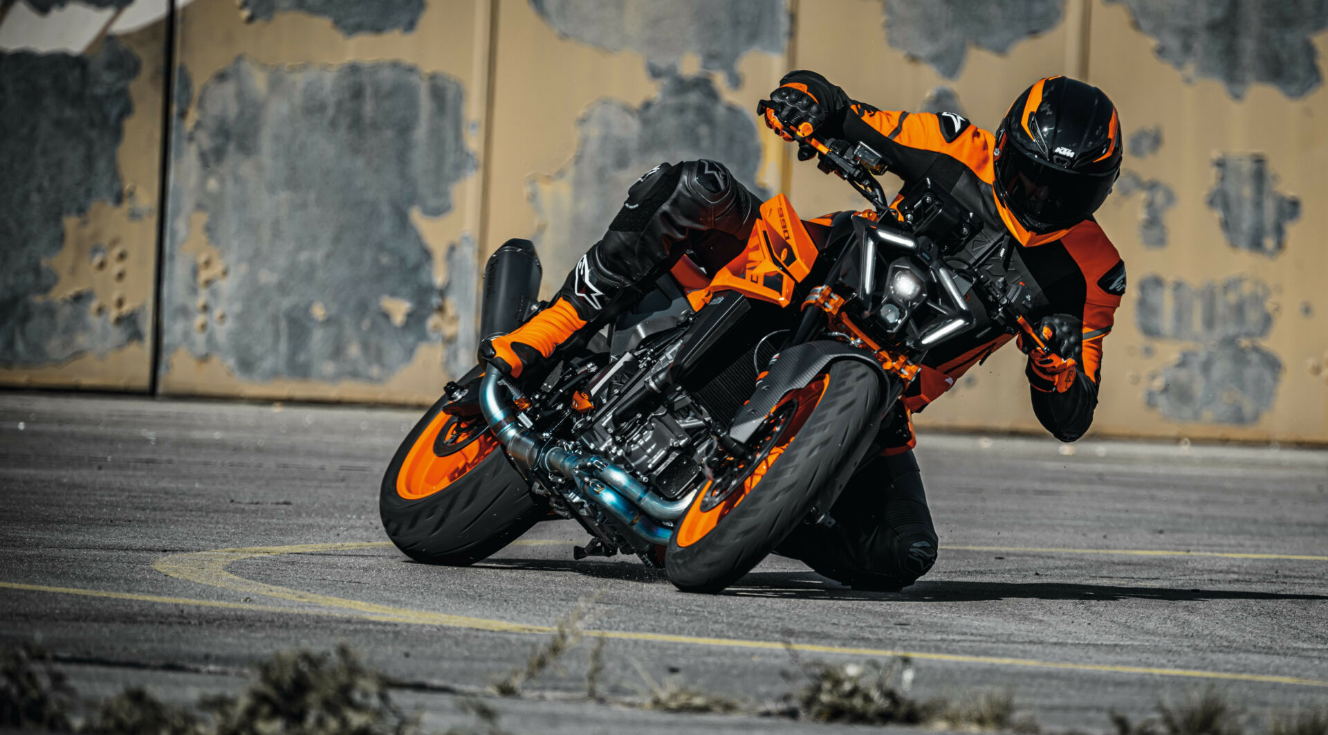 KTM's new 2024 990 Duke in the hands of a test rider. Photo courtesy KTM.