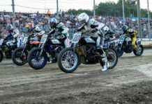 The start of an AFT SuperTwins heat race at Bridgeport Speedway, in Swedesboro, New Jersey in 2023. Photo by Tim Lester, courtesy AFT.