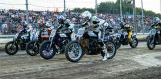 The start of an AFT SuperTwins heat race at Bridgeport Speedway, in Swedesboro, New Jersey in 2023. Photo by Tim Lester, courtesy AFT.