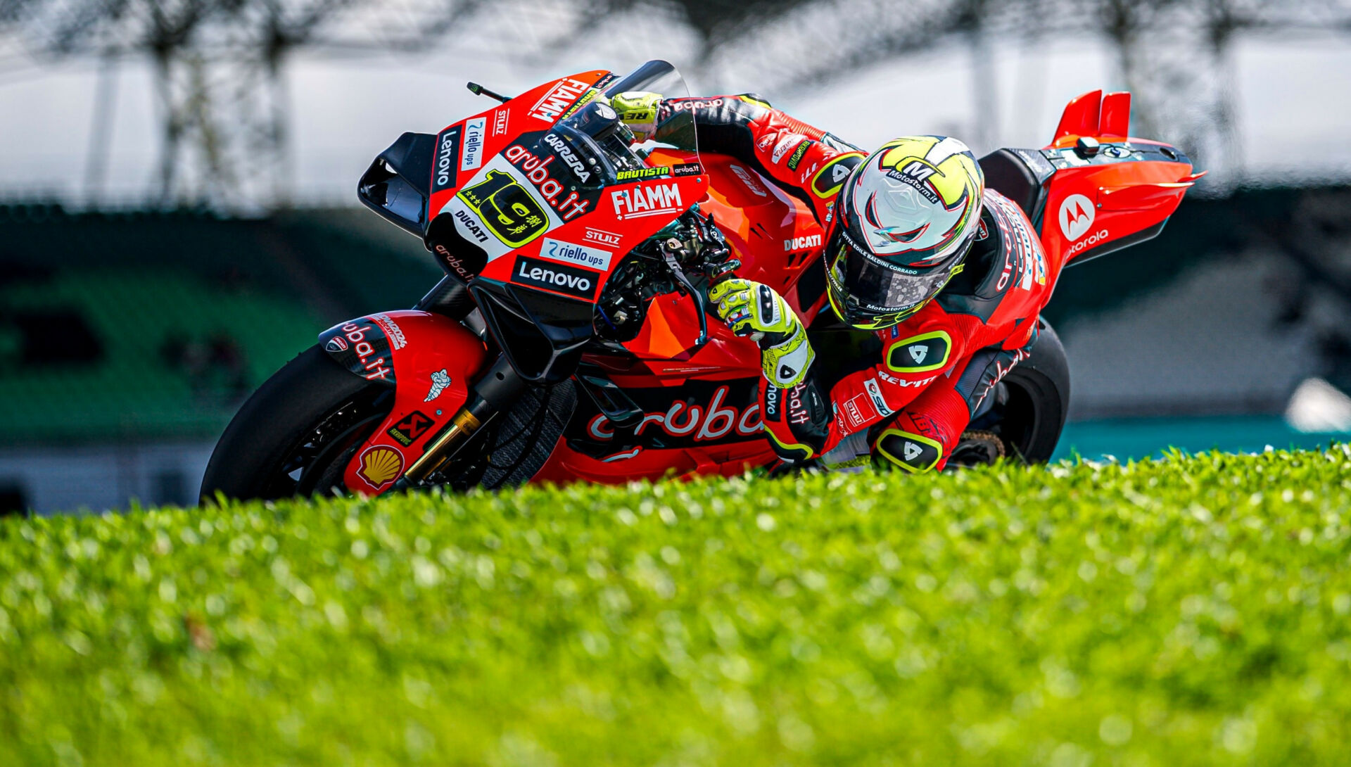 Alvaro Bautista (19) in action during the Malaysian Grand Prix at Sepang International Circuit. Photo courtesy Ducati.