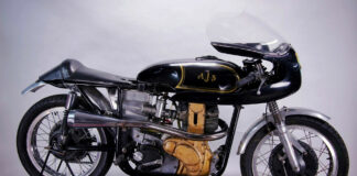 An ex-Bob McIntyre 1961 AJS 7R Special racebike. Photo courtesy Team Obsolete.