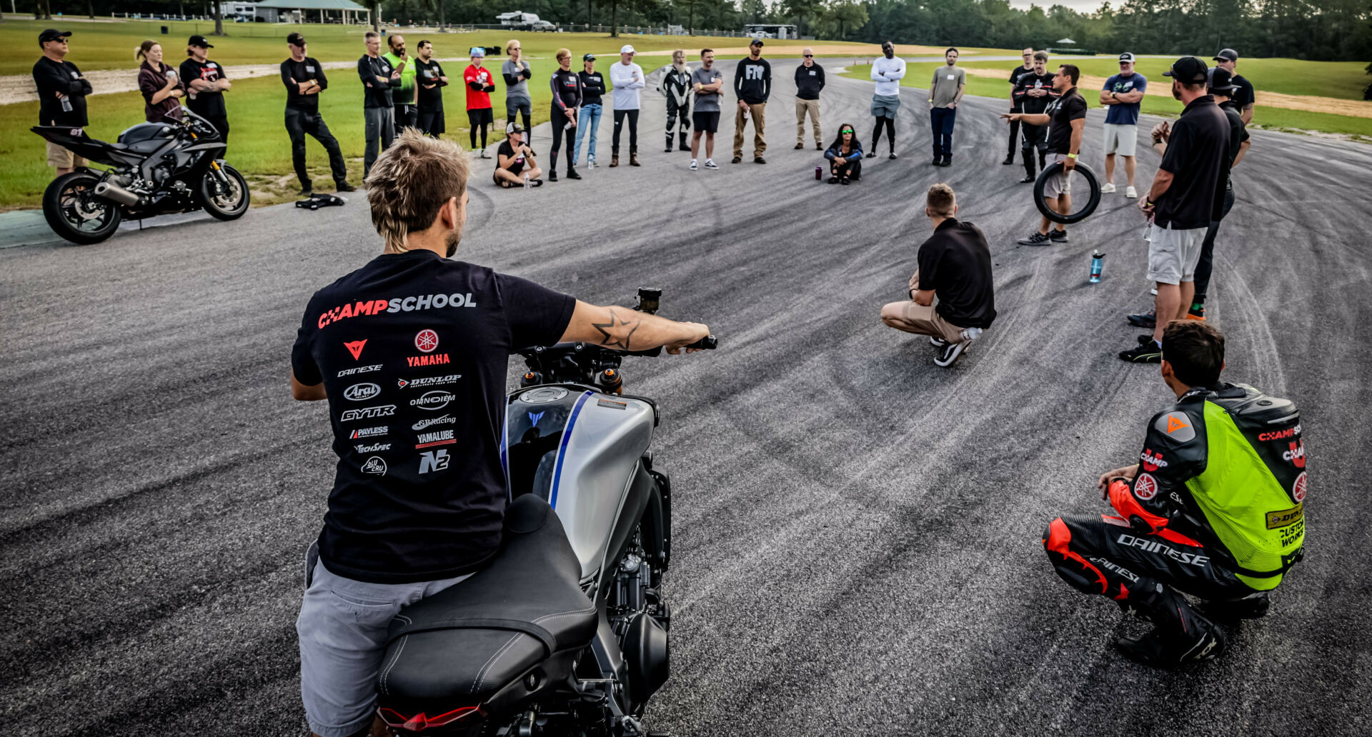 A track walk and talk session at a Yamaha Champions Riding School. Photo courtesy Yamaha Champions Riding School.