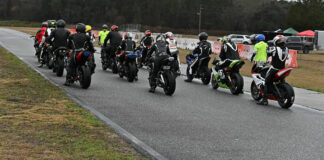 Where To Ride In August 2025 Riders lined up to go out on track at a Precision Track Days event. Photo courtesy Precision Track Days.