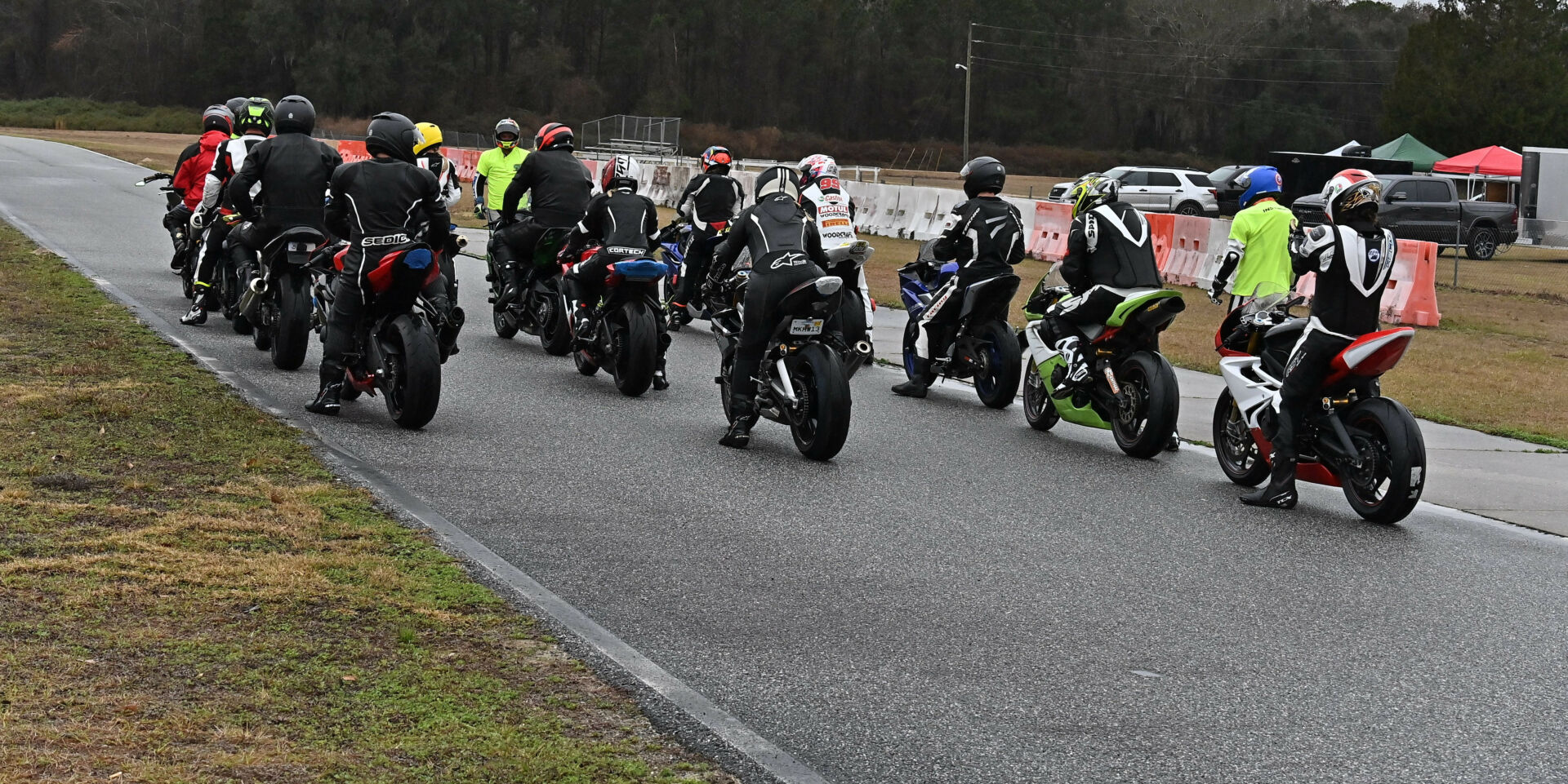 Riders lined up to go out on track at a Precision Track Days event. Photo courtesy Precision Track Days.