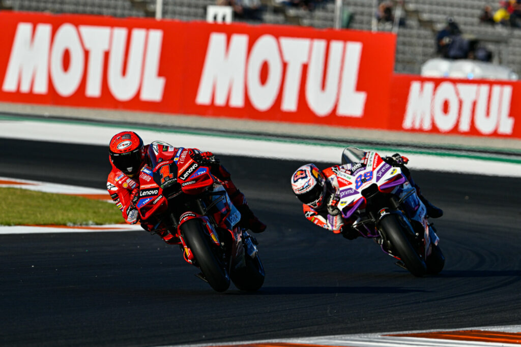 Francesco Bagnaia (1) and Jorge Martin (89). Photo courtesy Dorna.