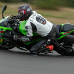Roadracing World Wild Card Editor Sam Fleming at speed on a 2024 Kawasaki Ninja ZX-6R at Ridge Motorsports Park. Photo by Kevin Wing, courtesy Kawasaki Motors Corp., U.S.A.