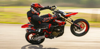 A 2024 Ducati Hypermotard 698 Mono in action. Photo courtesy Ducati.