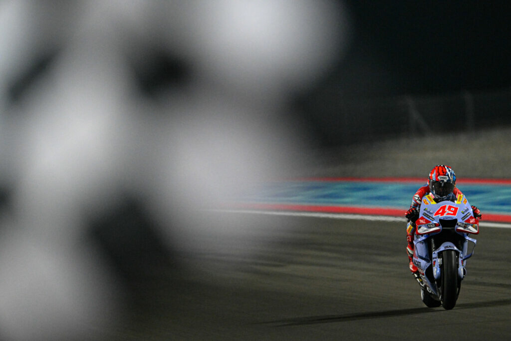 Fabio Di Giannantonio (49) won the MotoGP race in Qatar. Photo courtesy Dorna.