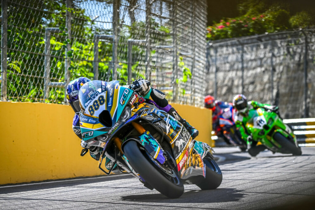 Josh Brookes (888) finished fourth in his debut at the Macau Motorcycle Grand Prix. Photo courtesy BMW Motorrad Motorsport and the Macau Grand Prix Committee.