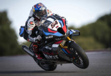 Toprak Razgatlioglu (54) testing on his new factory BMW M 1000 RR World Superbike in Portugal. Photo courtesy BMW Motorrad Motorsport.