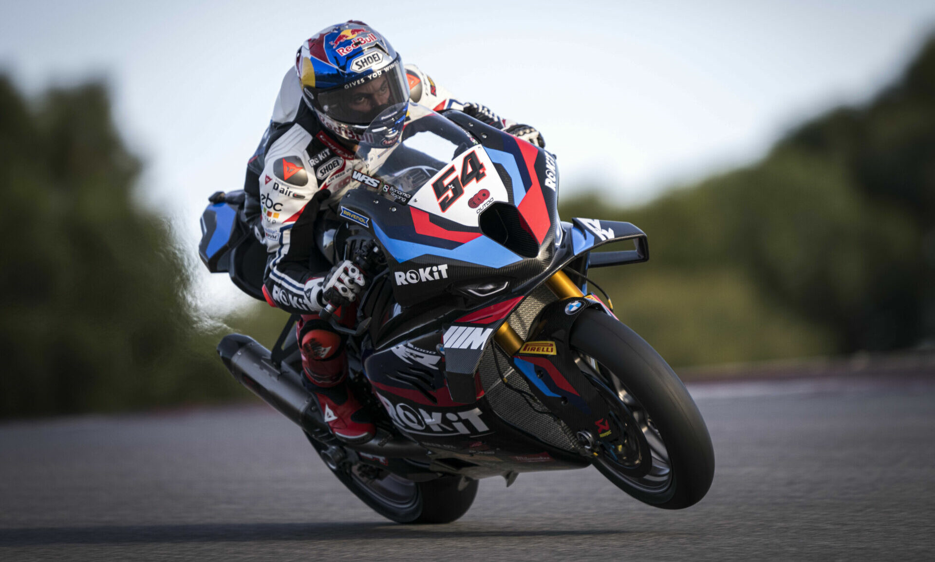 Toprak Razgatlioglu (54) testing on his new factory BMW M 1000 RR World Superbike in Portugal. Photo courtesy BMW Motorrad Motorsport.