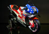 The Trackhouse Racing Aprilia RS-GP, as presented Tuesday in Europe. Photo courtesy Dorna.
